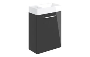 Malvern 410mm Wall Hung 1 Door Basin Unit & 1TH Basin - Anthracite Gloss