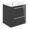 Malvern 510mm Wall Hung 2 Drawer Basin Unit & 1TH Thin Edge Basin - Anthracite Gloss