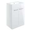 Malvern 610mm Floor Standing 2 Door Basin Unit & 1TH Thin Edge Basin - White Gloss