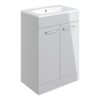 Malvern 610mm Floor Standing 2 Door Basin Unit & 1TH Thin Edge Basin - Grey Gloss