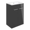 Malvern 610mm Floor Standing 2 Door Basin Unit & 1TH Thin Edge Basin - Anthracite Gloss