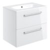 Malvern 610mm Wall Hung 2 Drawer Basin Unit & 1TH Thin Edge Basin - White Gloss