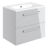 Malvern 610mm Wall Hung 2 Drawer Basin Unit & 1TH Thin Edge Basin - Grey Gloss