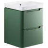 Hertford 500mm 2 Drawer Wall Hung Cloakroom Basin Unit - Matt Sage Green