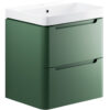 Hertford 605mm 2 Drawer Wall Hung Basin Unit - Matt Sage Green