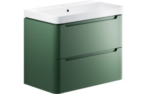 Hertford 805mm 2 Drawer Wall Hung Basin Unit - Matt Sage Green