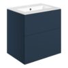 Cuffley 610mm Wall Hung 2 Drawer Basin Unit & 1TH Basin - Matt Deep Blue