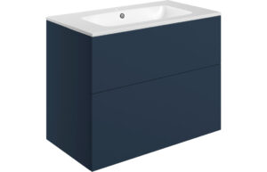Cuffley 815mm Wall Hung 2 Drawer Basin Unit & 1TH Basin - Matt Deep Blue