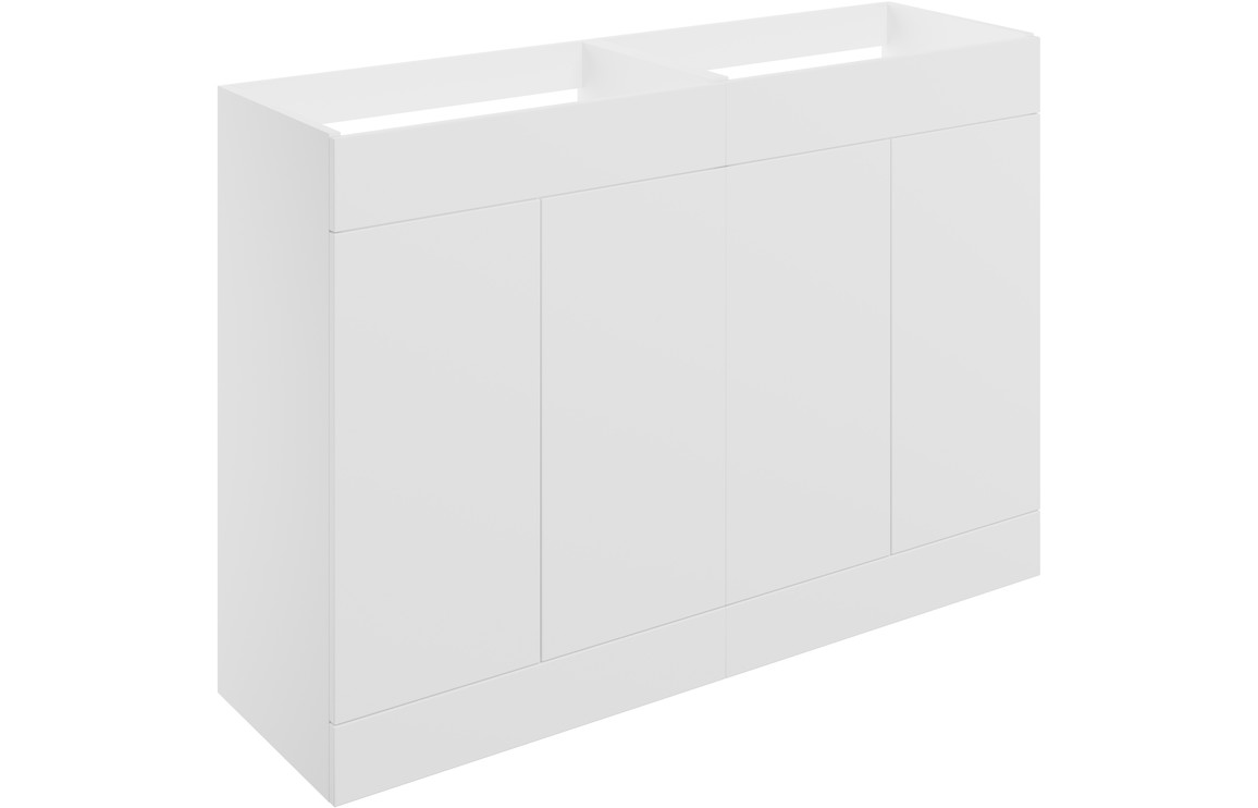 Cuffley 1180mm Floor Standing 4 Door Basin Unit (No Top) - Matt White