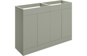 Cuffley 1180mm Floor Standing 4 Door Basin Unit (No Top) - Matt Olive Green