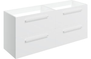 Malvern 1180mm Wall Hung 2 Drawer Basin Unit Run (No Top) - White Gloss