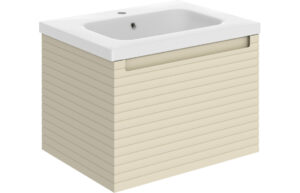 Hatfield 615mm Wall Hung 1 Drawer Basin Unit & 1TH Basin - Matt Cotton