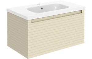 Hatfield 815mm Wall Hung 1 Drawer Basin Unit & 1TH Basin - Matt Cotton