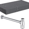 Aston 800mm Wall Hung Grey Marble Basin Shelf & Chrome Bottle Trap
