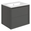 Harpenden 610mm Wall Hung 2 Drawer Basin Unit & 1TH Thin Edge Basin - Matt Clay