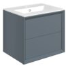 Harpenden 610mm Wall Hung 2 Drawer Basin Unit & 1TH Thin Edge Basin - Matt Storm Blue