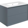 Harpenden 810mm Wall Hung 2 Drawer Basin Unit & 1TH Thin Edge Basin - Matt Storm Blue