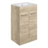 Malvern 510mm Floor Standing 2 Door Basin Unit & 1TH Thin Edge Basin - Oak