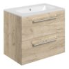 Malvern 610mm Wall Hung 2 Drawer Basin Unit & 1TH Thin Edge Basin - Oak
