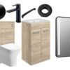 Malvern 510mm F/S Furniture Pack - Oak w/Black Finishes