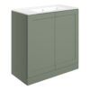 Benington 815mm Floor Standing 2 Door Basin Unit & Basin - Matt Reed Green