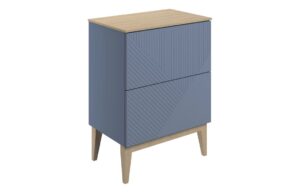 Datchworth 610mm Floor Standing 2 Drawer Basin Unit & Maple Oak Effect Worktop - Matt Smoke Blue