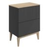 Datchworth 610mm Floor Standing 2 Drawer Basin Unit & Maple Oak Effect Worktop - Matt Graphite Grey