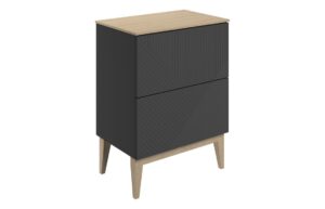 Datchworth 610mm Floor Standing 2 Drawer Basin Unit & Maple Oak Effect Worktop - Matt Graphite Grey
