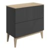 Datchworth 810mm Floor Standing 2 Drawer Basin Unit & Maple Oak Effect Worktop - Matt Graphite Grey
