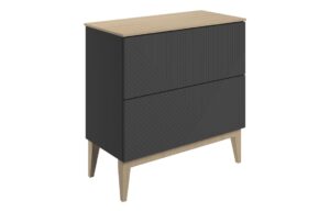 Datchworth 810mm Floor Standing 2 Drawer Basin Unit & Maple Oak Effect Worktop - Matt Graphite Grey