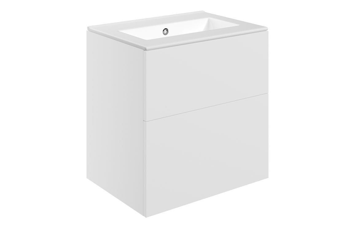 Cuffley 610mm Wall Hung 2 Drawer Basin Unit & 0TH Basin - Matt White