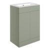 Cuffley 610mm Floor Standing 2 Door Basin Unit & 0TH Basin - Matt Olive Green