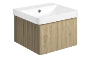 Gosmore 500mm Wall Hung 1 Drawer Basin Unit & 1TH Basin - Textured Oak