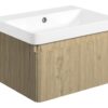 Gosmore 605mm Wall Hung 1 Drawer Basin Unit & 1TH Basin - Textured Oak