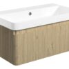 Gosmore 805mm Wall Hung 1 Drawer Basin Unit & 1TH Basin - Textured Oak
