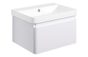 Meredith 605mm Wall Hung 1 Drawer Basin Unit & Basin - Matt White