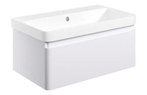 Meredith 805mm Wall Hung 1 Drawer Basin Unit & Basin - Matt White