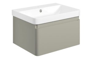 Meredith 605mm Wall Hung 1 Drawer Basin Unit & Basin - Matt Latte