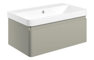 Meredith 805mm Wall Hung 1 Drawer Basin Unit & Basin - Matt Latte