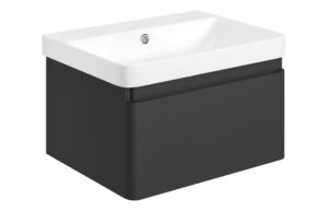 Meredith 605mm Wall Hung 1 Drawer Basin Unit & Basin - Matt Black