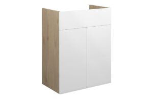 Truro 500mm Standard Basin Unit - White Gloss (Oak Cab)