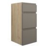 Tewin 300mm Standard 3 Drawer Unit - Matt Stone (Oak Cab)