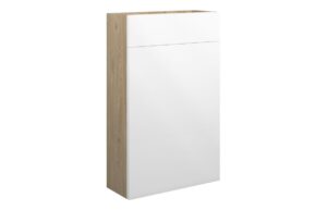 Tewin 500mm Slim WC Unit - White Gloss (Oak Cab)