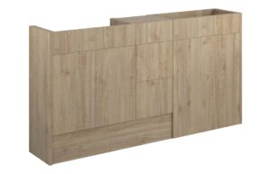 Truro 1536mm Standard Basin  WC & 3 Drawer Unit Pack - Havana Oak (Grey Cab)