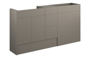 Truro 1536mm Standard Basin  WC & 3 Drawer Unit Pack - Matt Stone (Grey Cab)