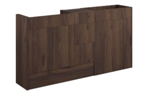 Truro 1536mm Standard Basin  WC & 3 Drawer Unit Pack - Warm Walnut (Grey Cab)