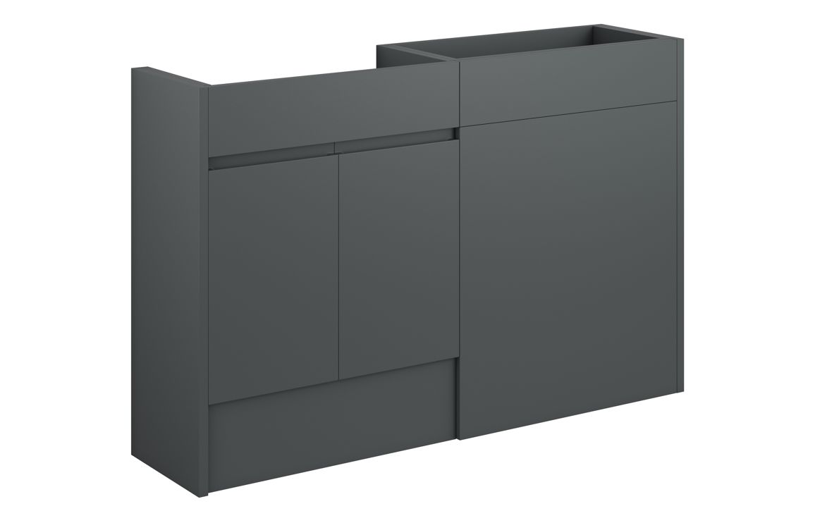 Tewin 1236mm Standard Basin & WC Unit Pack - Matt Graphite Grey (Oak Cab)