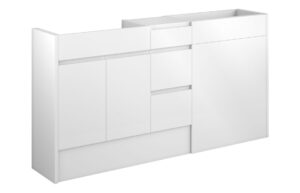 Tewin 1536mm Standard Basin  WC & 3 Drawer Unit Pack - White Gloss (Grey Cab)