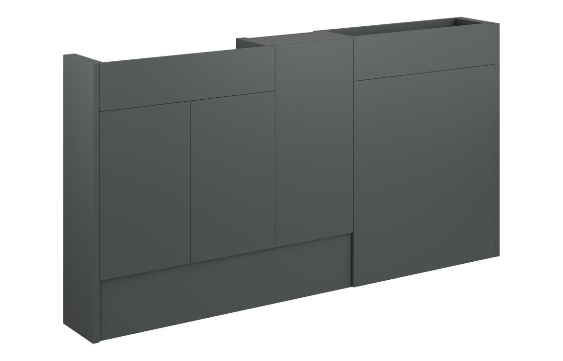 Truro 1536mm Slim Basin WC & 1 Door Unit Pack - Matt Graphite Grey (Grey Cab)