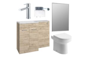 Henlow 1000mm Furniture & BTW WC Pack - Oak (LH)